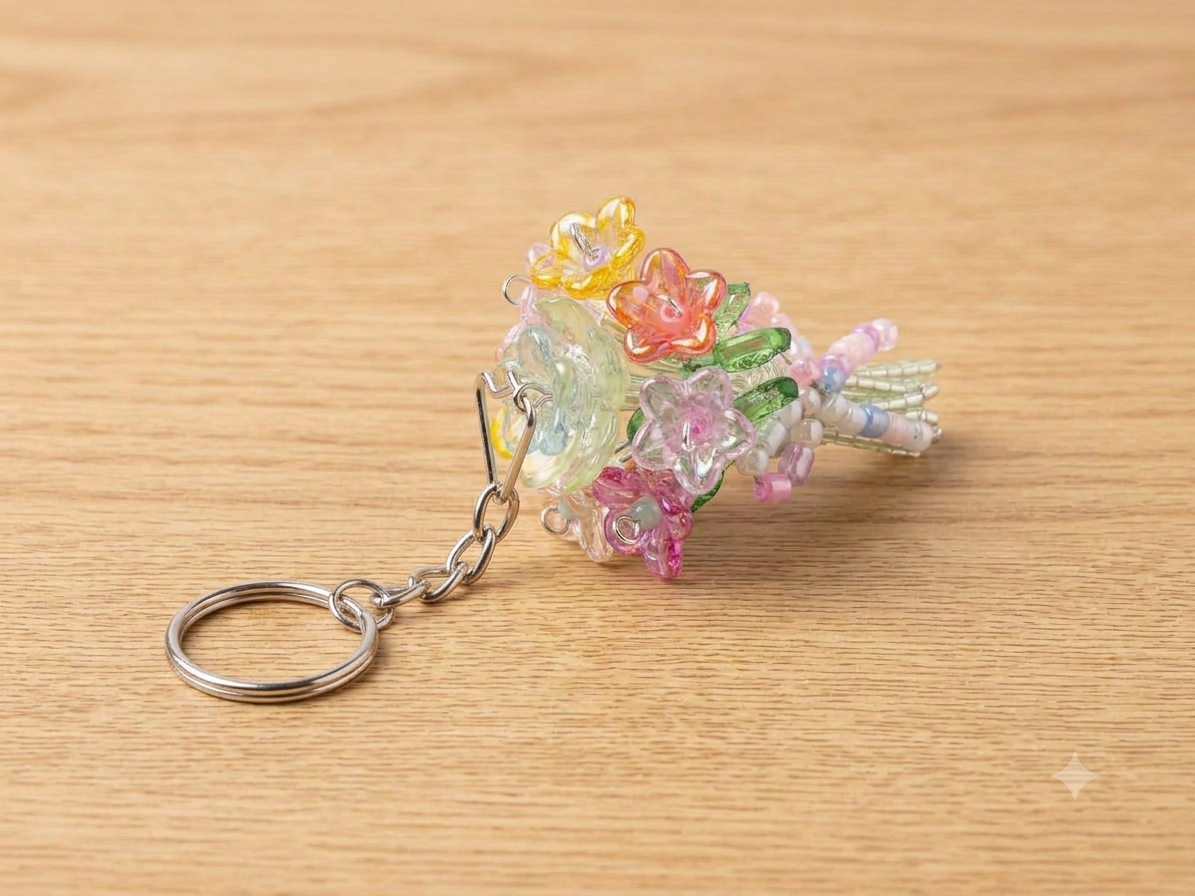 Handmade flower bouquet keychain