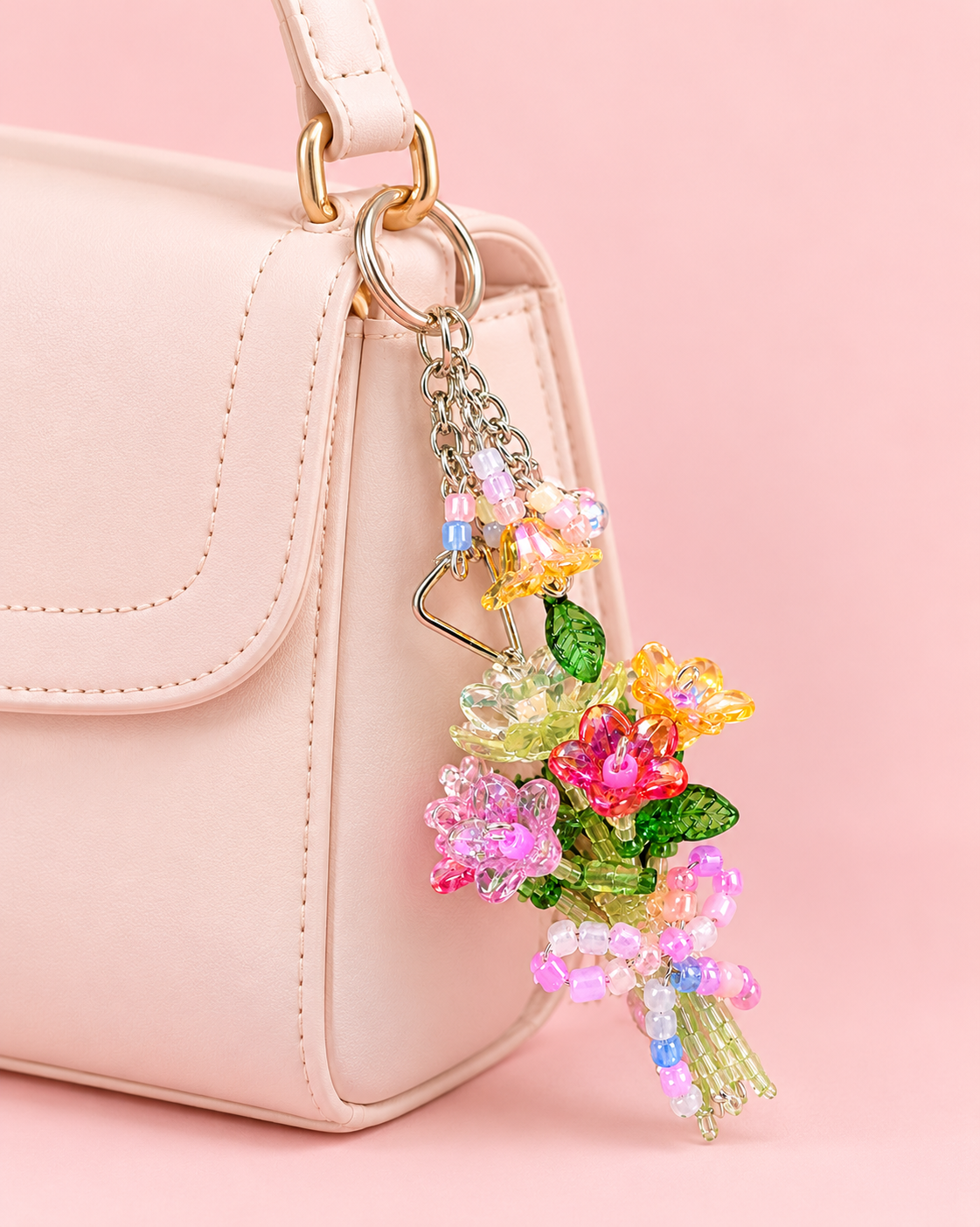 Trendy flower bouquet keychain